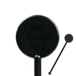 5.5" Round Plastic Stir Sticks - Black - Single-Sided