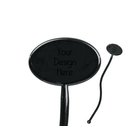 7" Oval Plastic Stir Sticks - Black - Double-Sided