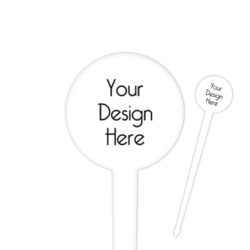 4" Round Plastic Food Picks - White - Double-Sided