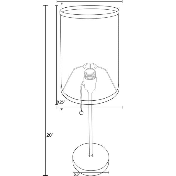 7 inch drum lamp shade with base attachment diagram