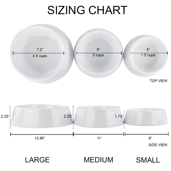 Plastic Pet Bowls - Sizing Chart