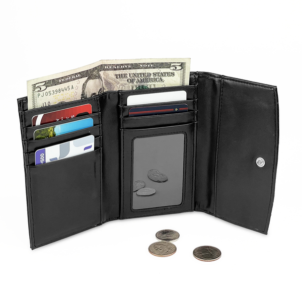 Genuine Leather Women's Wallet Small - Inside w/ money & cards