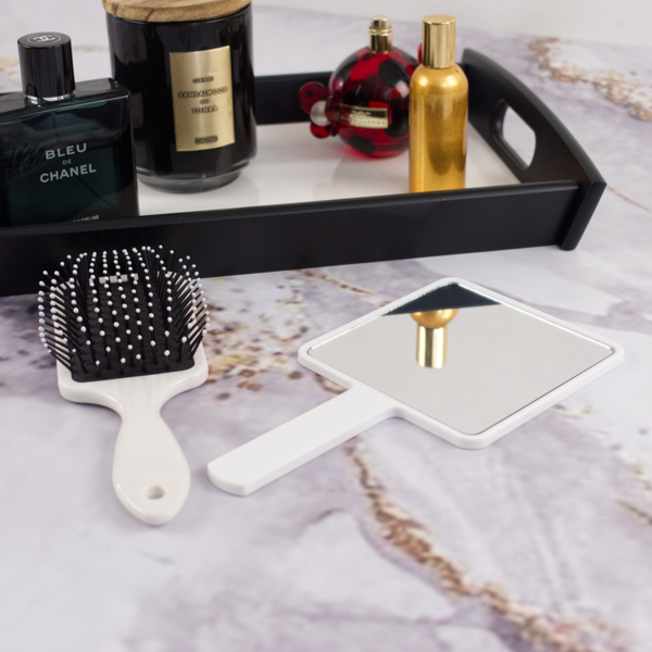 Hair Brush and Hand Mirror Design Side Down