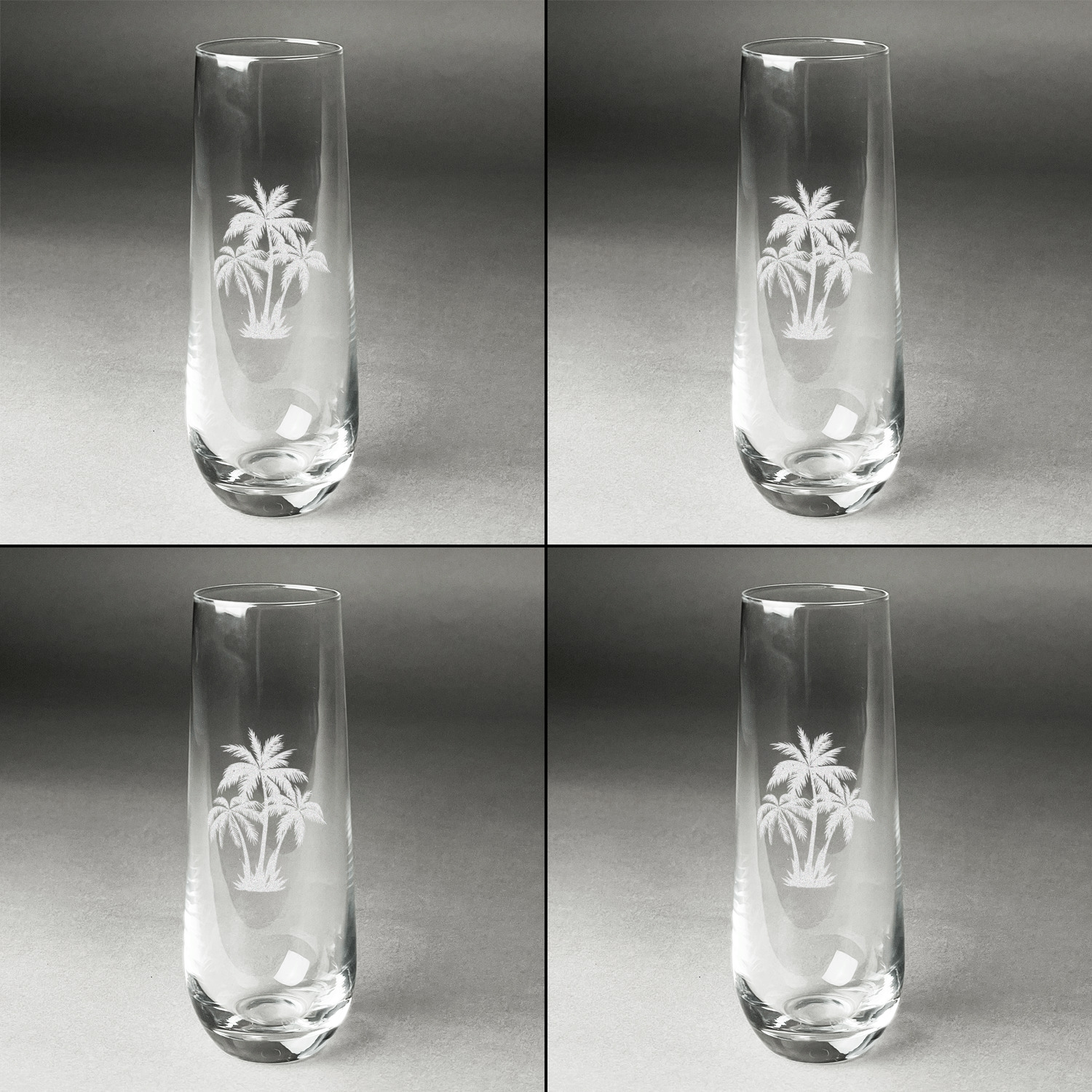 Custom Champagne Flutes Stemless Laser Engraved Set of 4 Design