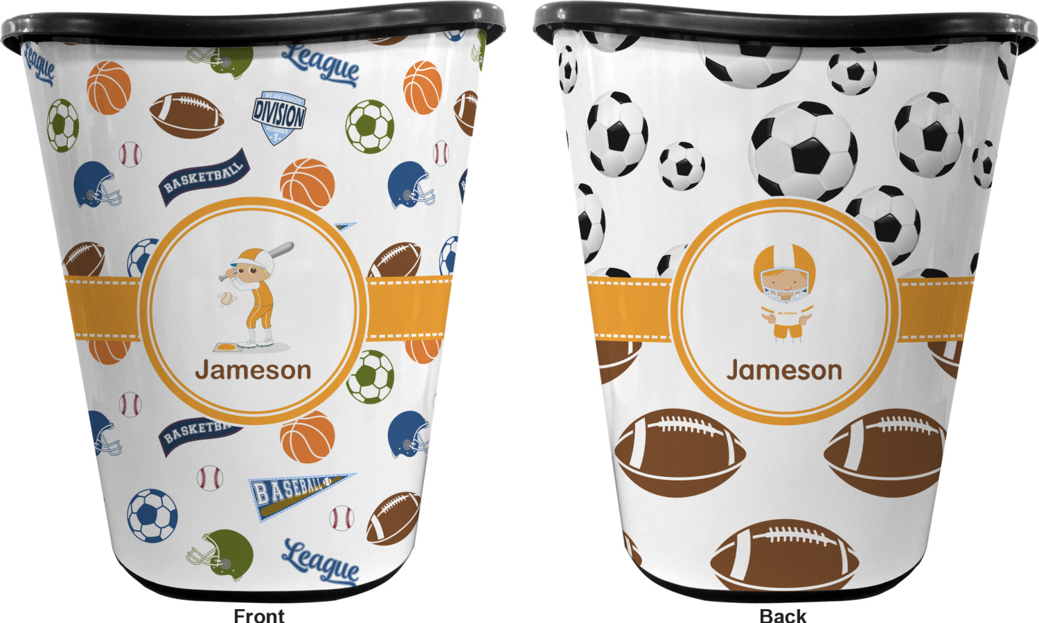 Design Your Own Waste Basket Double Sided (Black) YouCustomizeIt