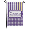 Generated Product Preview for Alicia Scaglione Review of Purple Gingham & Stripe Garden Flag (Personalized)