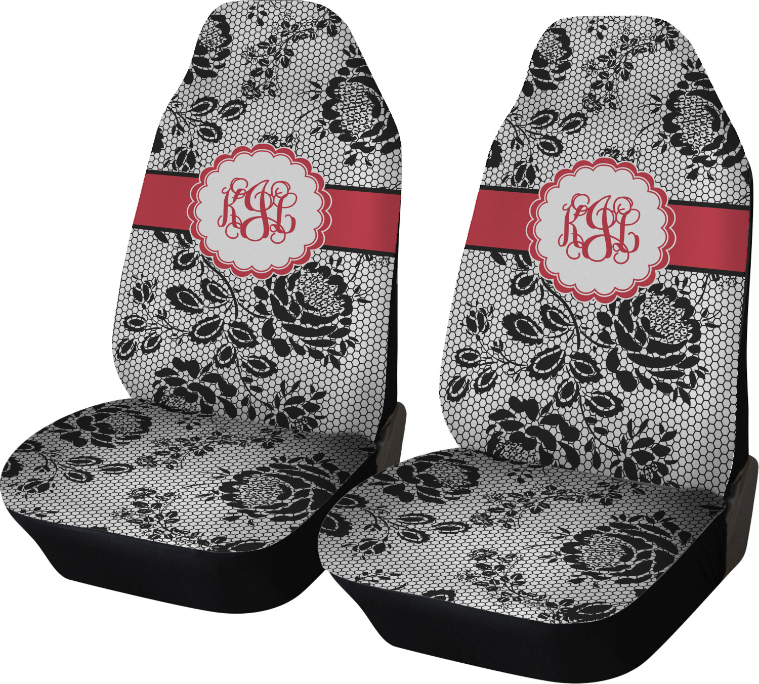 Custom Black Lace Car Seat Covers (Set of Two) (Personalized