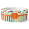 Generated Product Preview for Shelly D Sprinkle Review of Orange Blue Swirls & Stripes Ceramic Dog Bowl (Personalized)