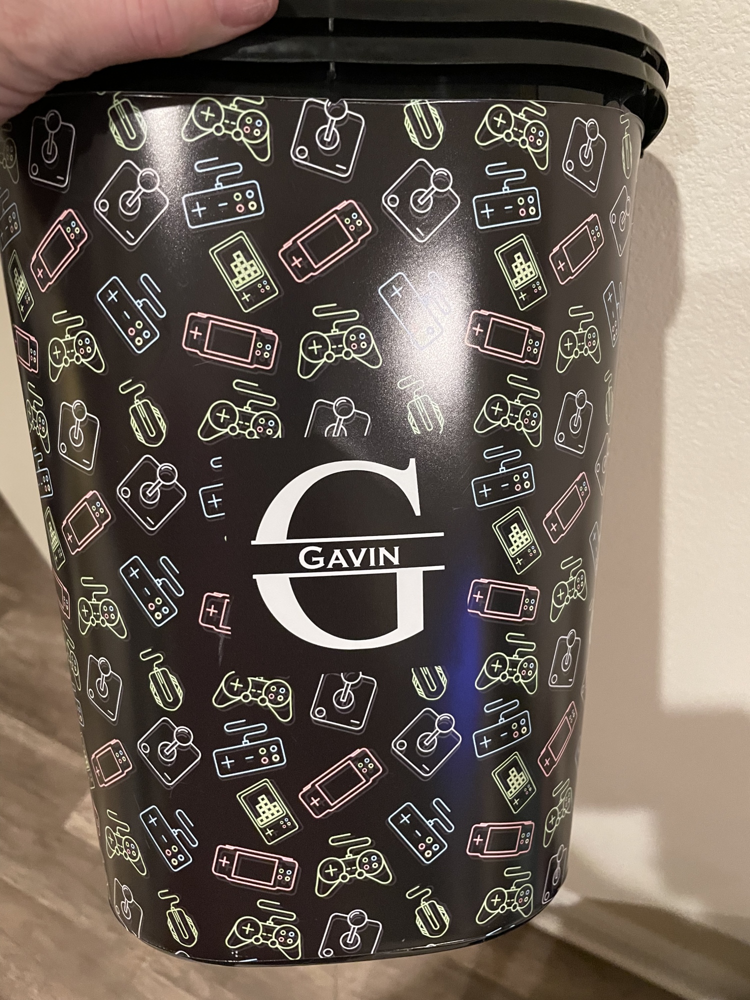 Custom Video Game Waste Basket Single Sided (Black) (Personalized