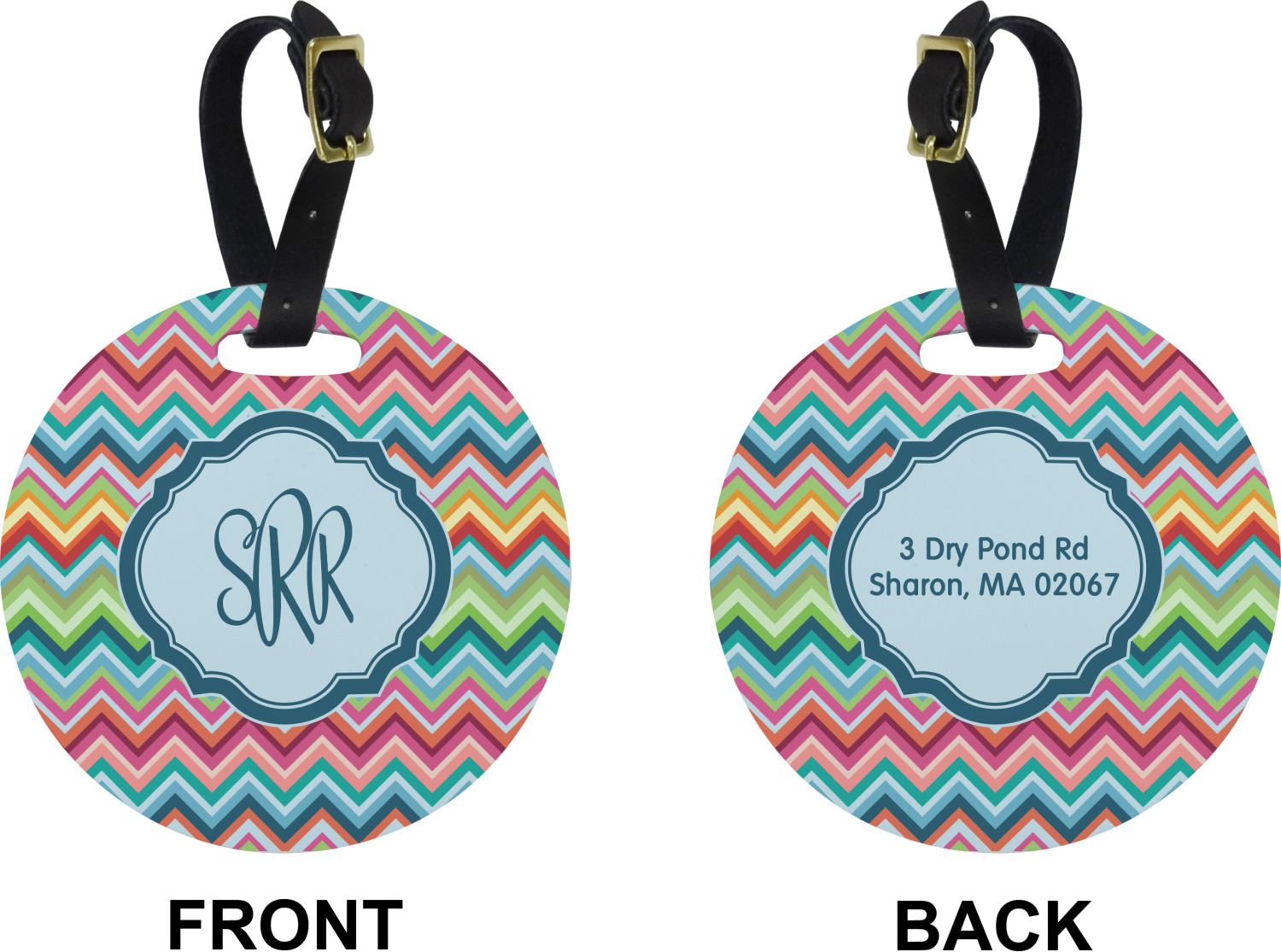Custom Retro Chevron Monogram Plastic Luggage Tag YouCustomizeIt