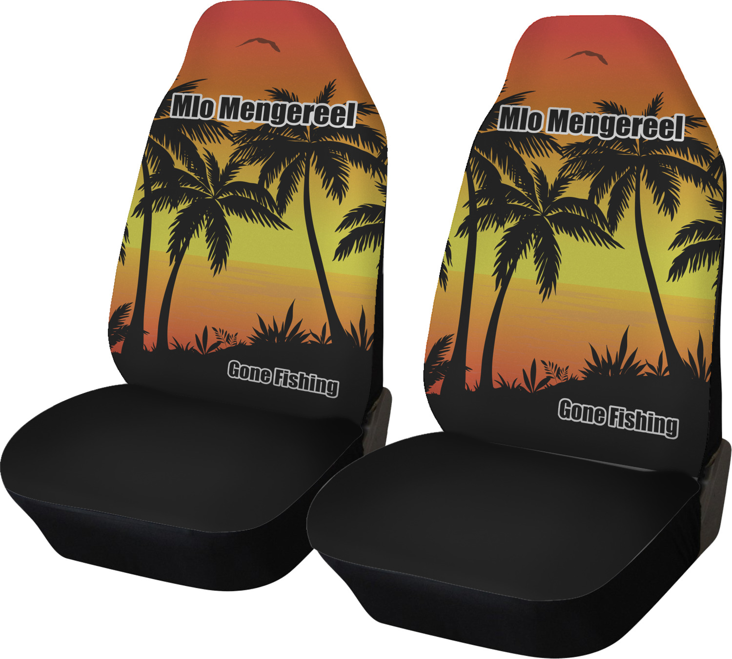 Custom Tropical Sunset Car Seat Covers (Set of Two) (Personalized