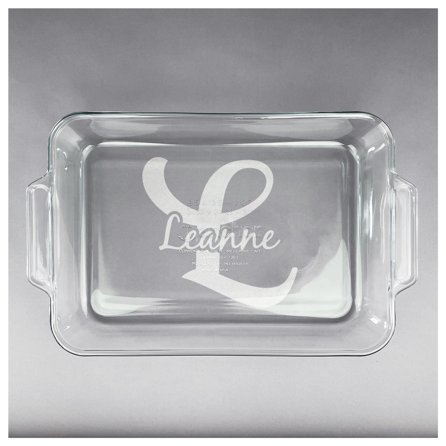 Custom Name & Initial (Girly) Glass Baking and Cake Dish (Personalized)