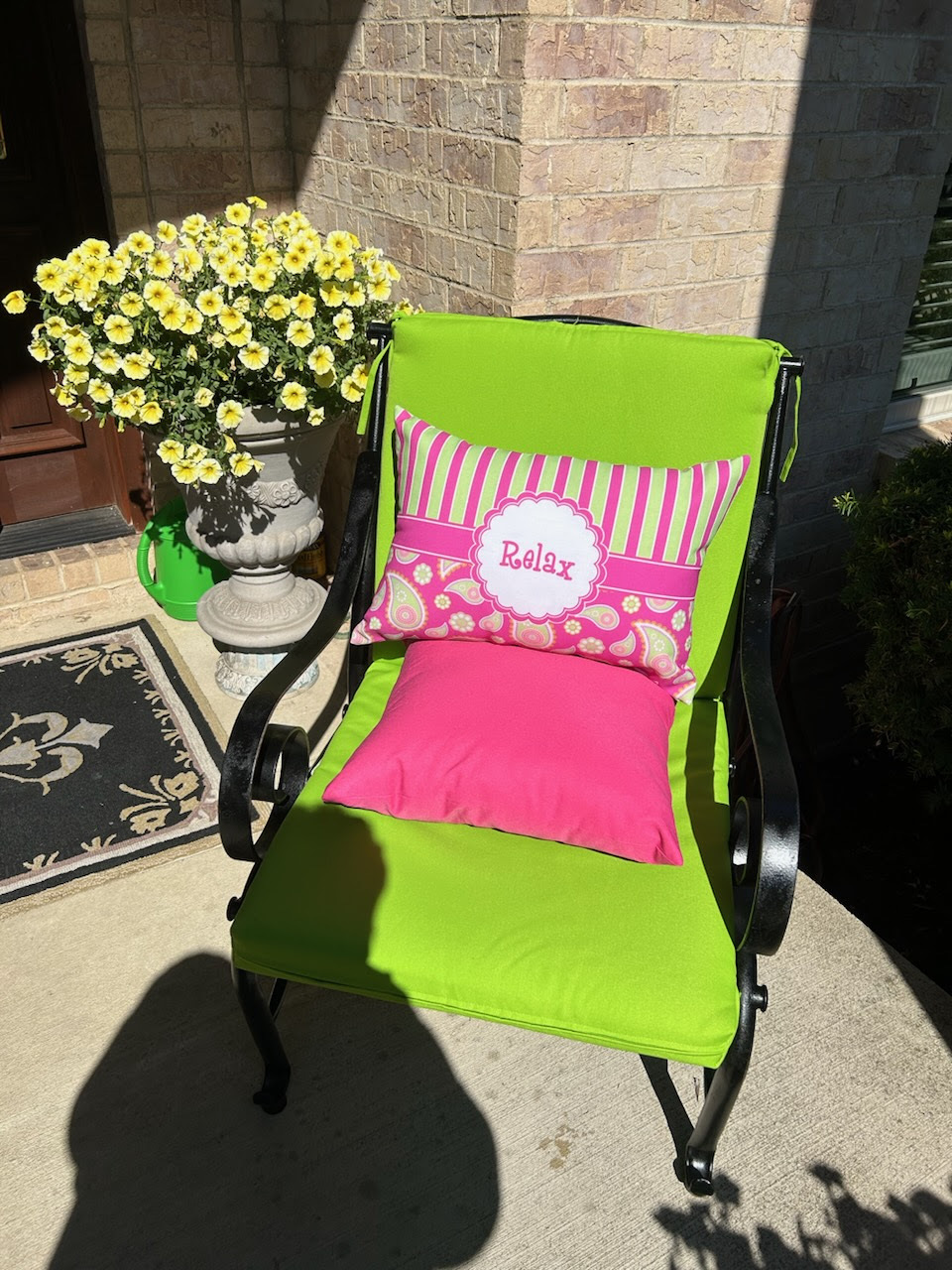 Image Uploaded for Barbara Lewis Review of Pink & Green Paisley and Stripes Outdoor Throw Pillow (Rectangular) (Personalized)