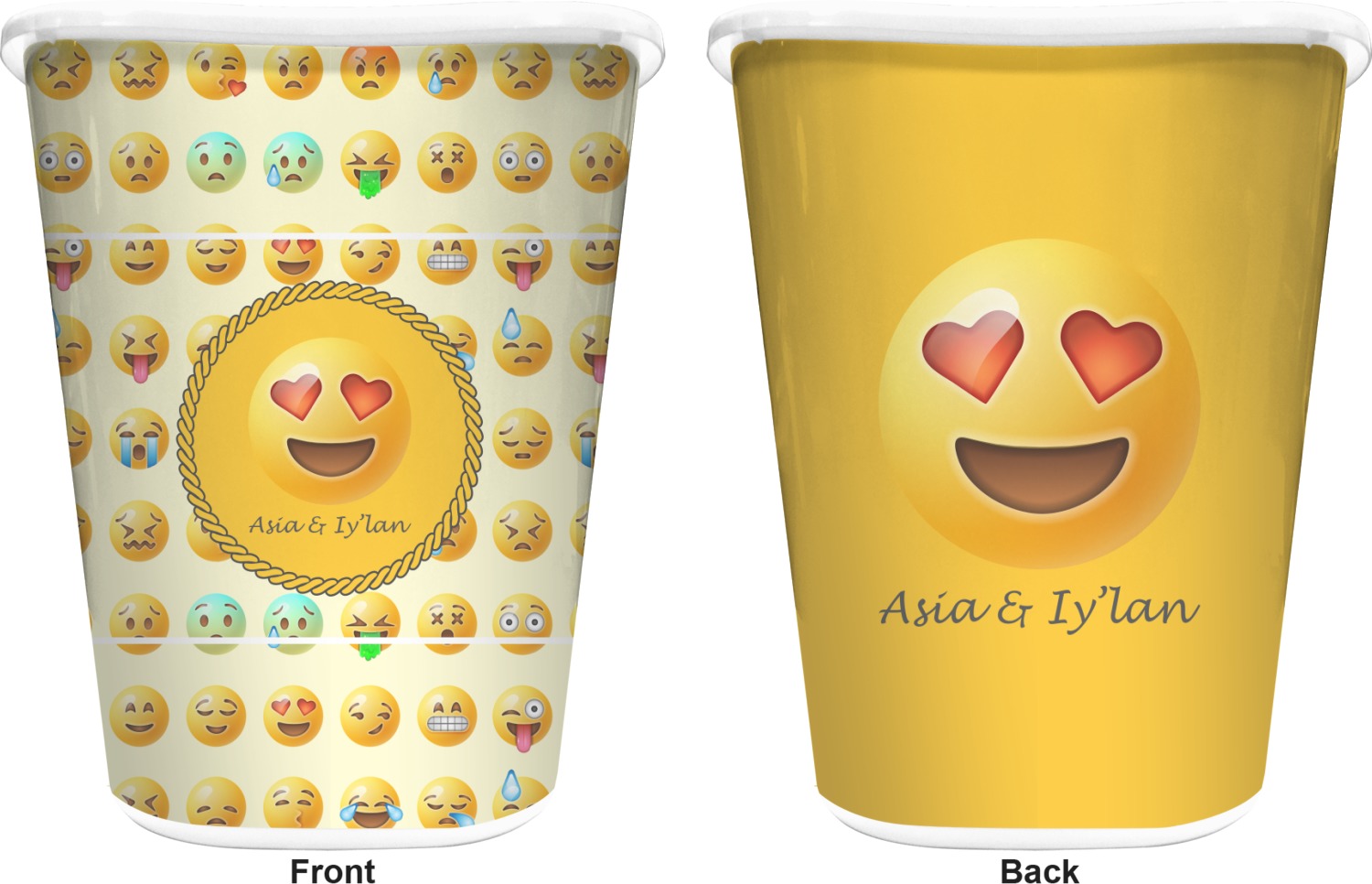 Custom Emojis Waste Basket (Personalized) YouCustomizeIt