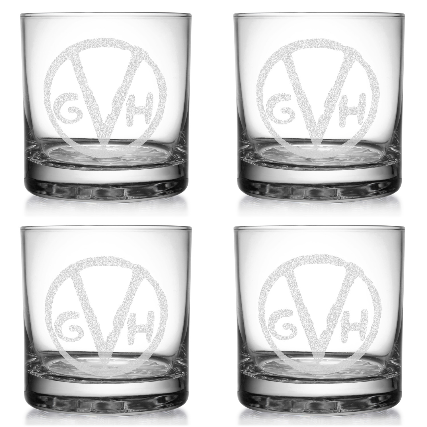 Custom Logo & Company Name Whiskey Glasses Engraved Set of 4