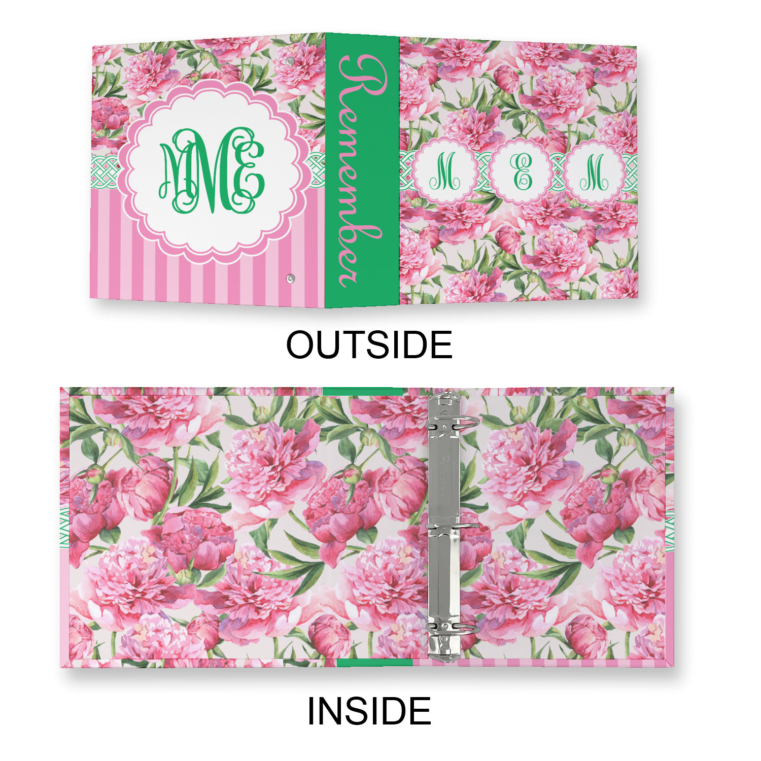 Custom Watercolor Peonies 3 Ring Binder - Full Wrap (Personalized ...