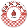 Generated Product Preview for CHERYL MITCHELL Review of Ladybugs & Gingham Sandstone Car Coasters (Personalized)
