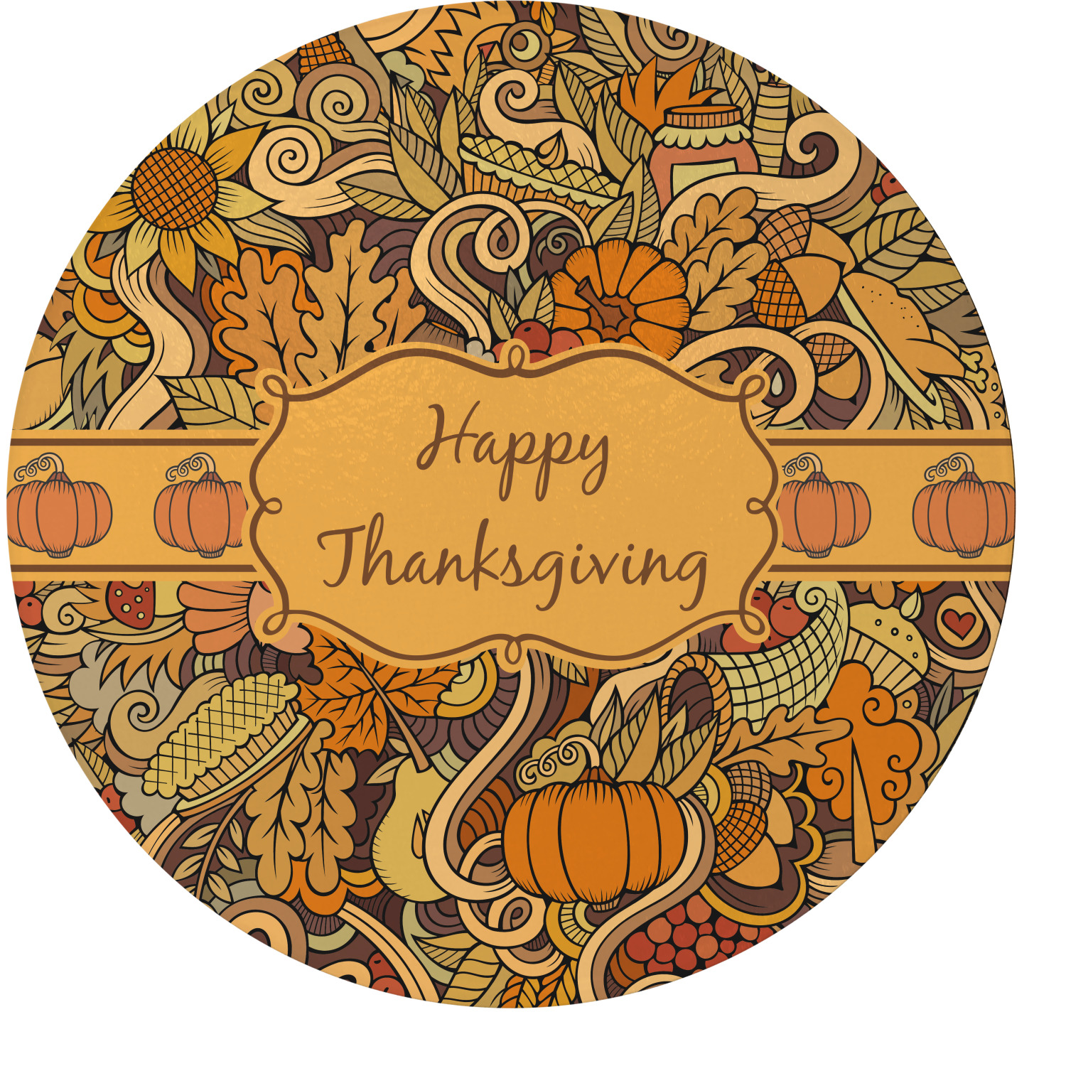 Generated Product Preview for Kris Review of Thanksgiving Round Glass Cutting Board (Personalized)