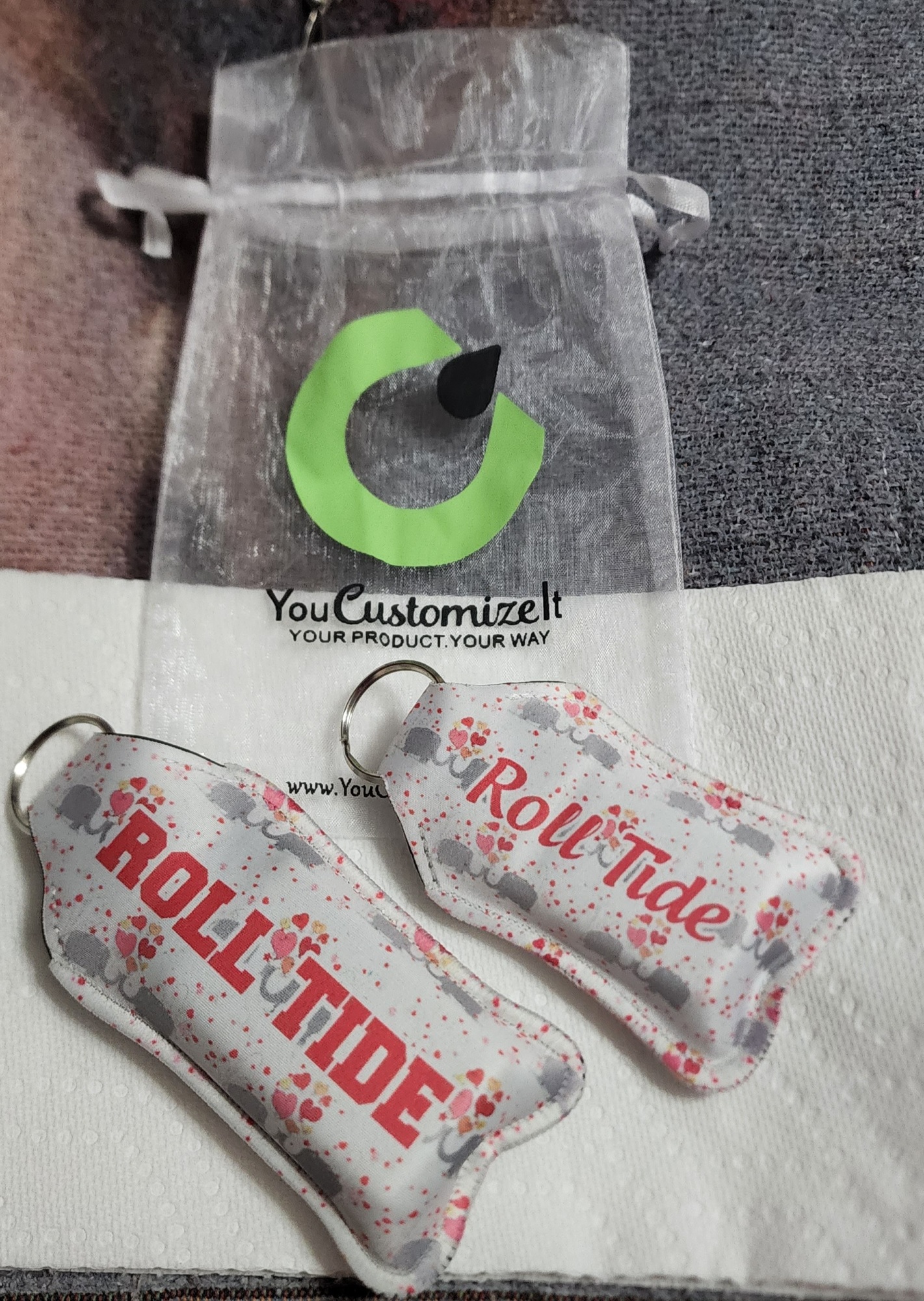 Custom Hand Sanitizers & Keychain Holders Large Design & Preview