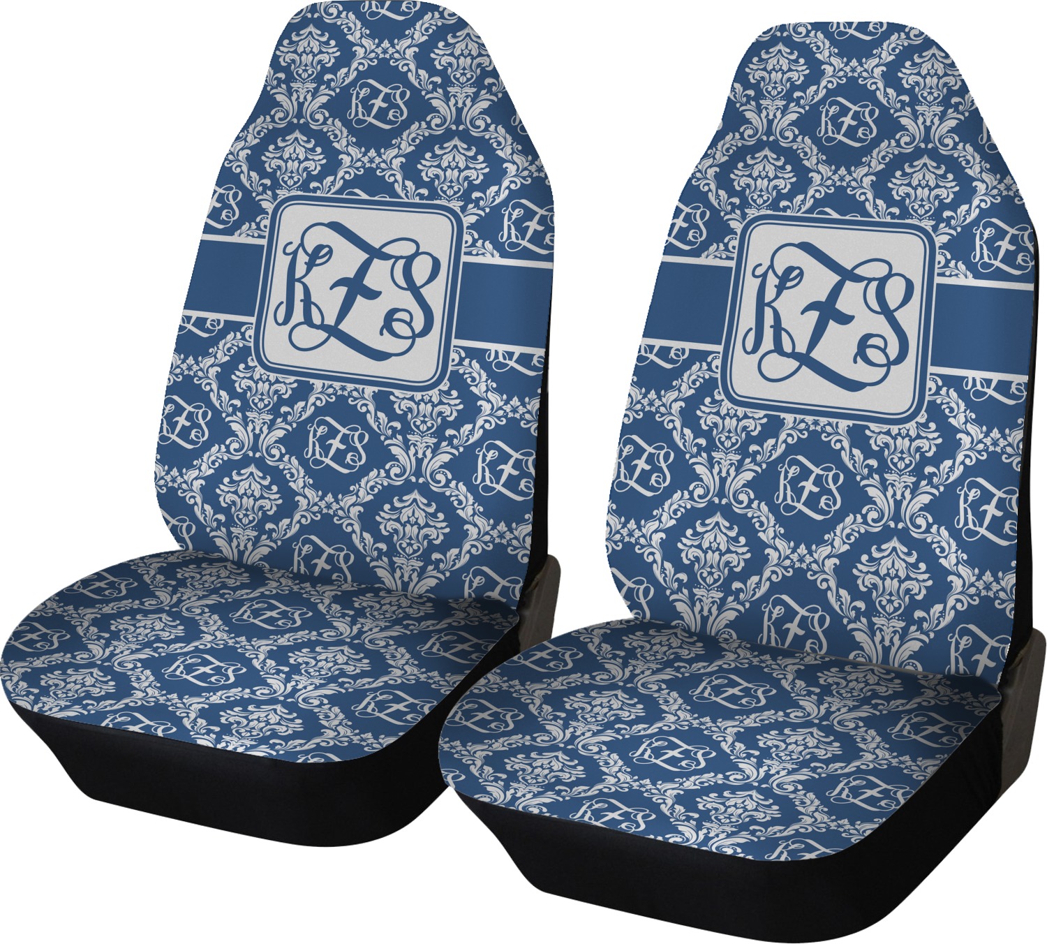 Custom Monogrammed Damask Car Seat Covers (Set of Two) (Personalized