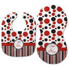 Generated Product Preview for TS Review of Red & Black Dots & Stripes Baby Bib & Burp Set w/ Name and Initial