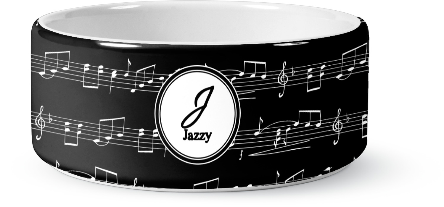 Custom Musical Notes Ceramic Dog Bowl (Personalized) YouCustomizeIt