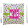 Generated Product Preview for Jodi Rae Review of Pink & Green Suzani 9.5" Glass Square Lunch / Dinner Plate- Single or Set of 4 (Personalized)
