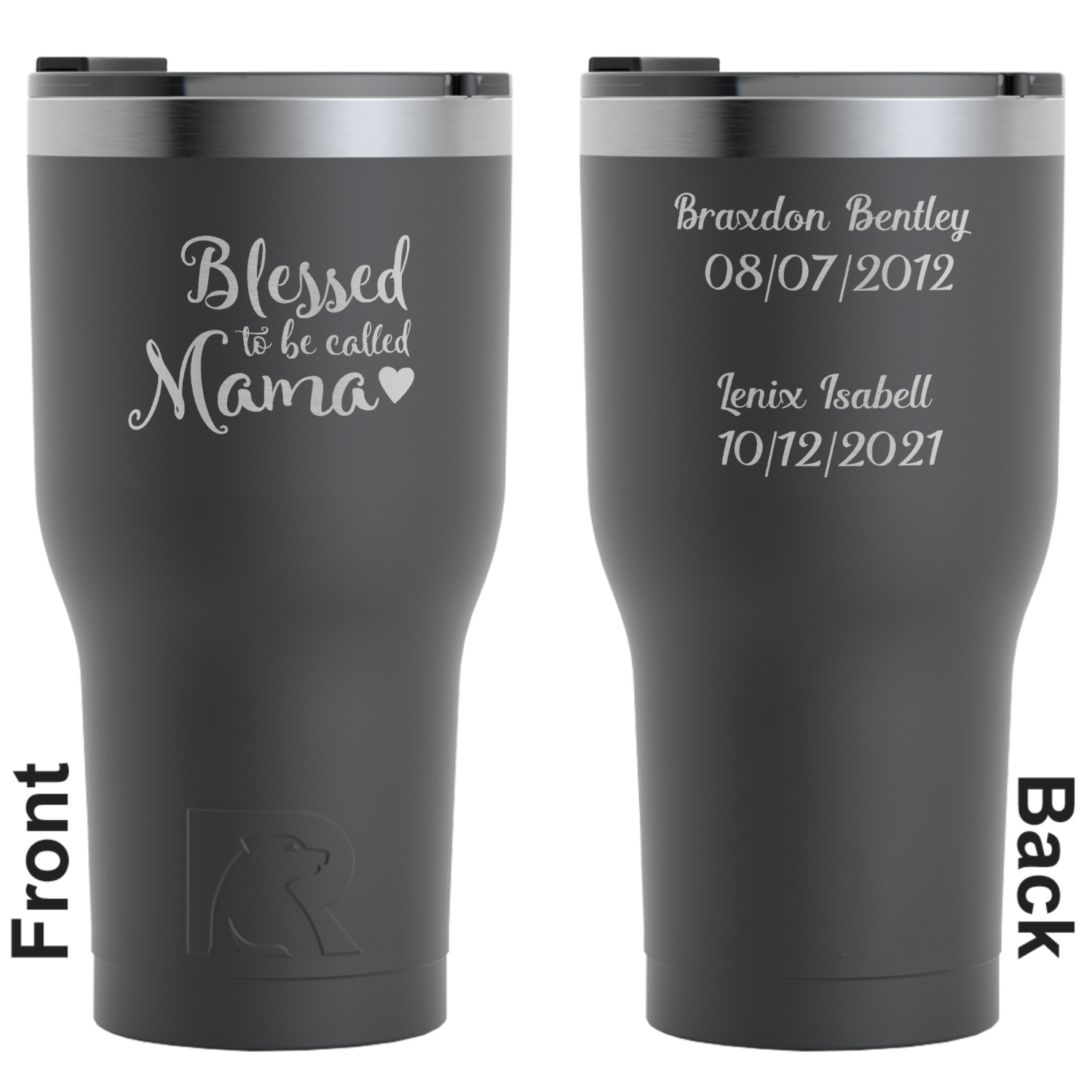 Name & Initial (Girly) Design Custom RTIC Everyday Tumbler with Straw - 28oz
