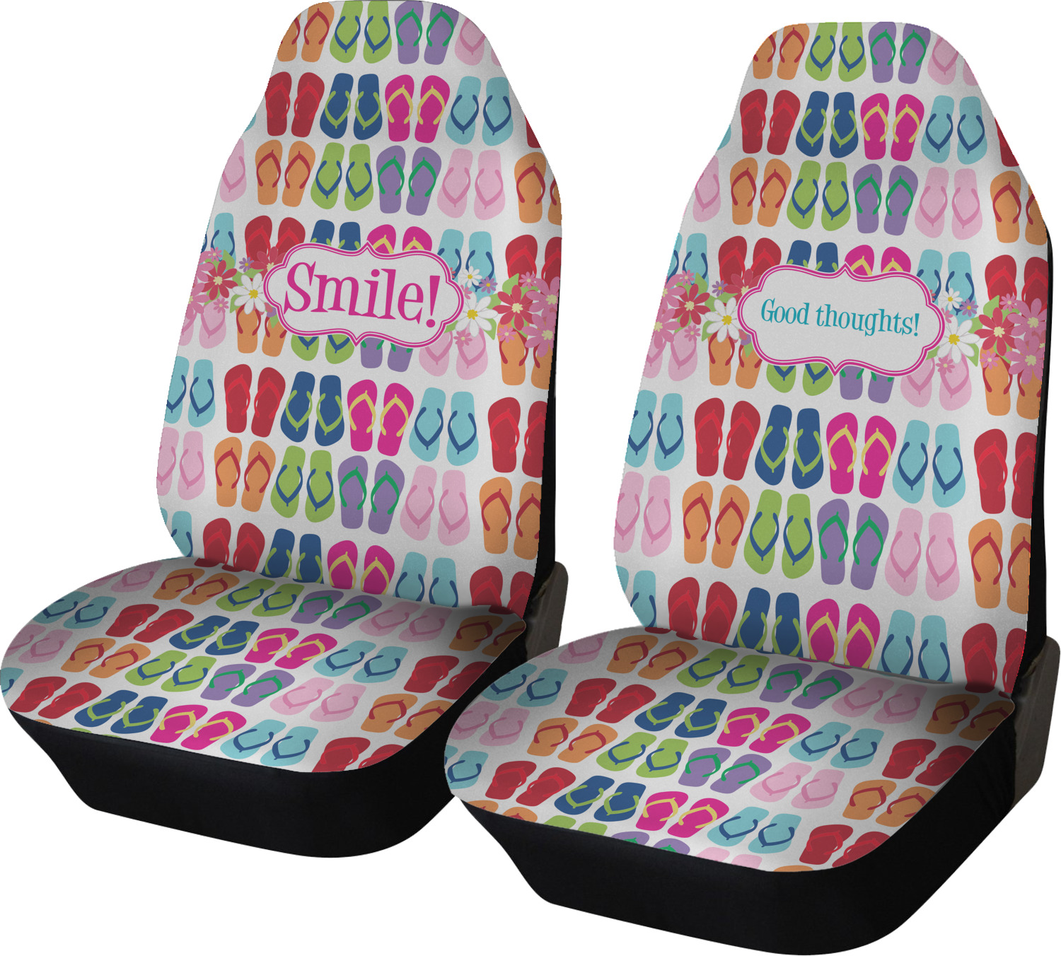 Autumn Gingham Printed Seat Covers Set of 2 