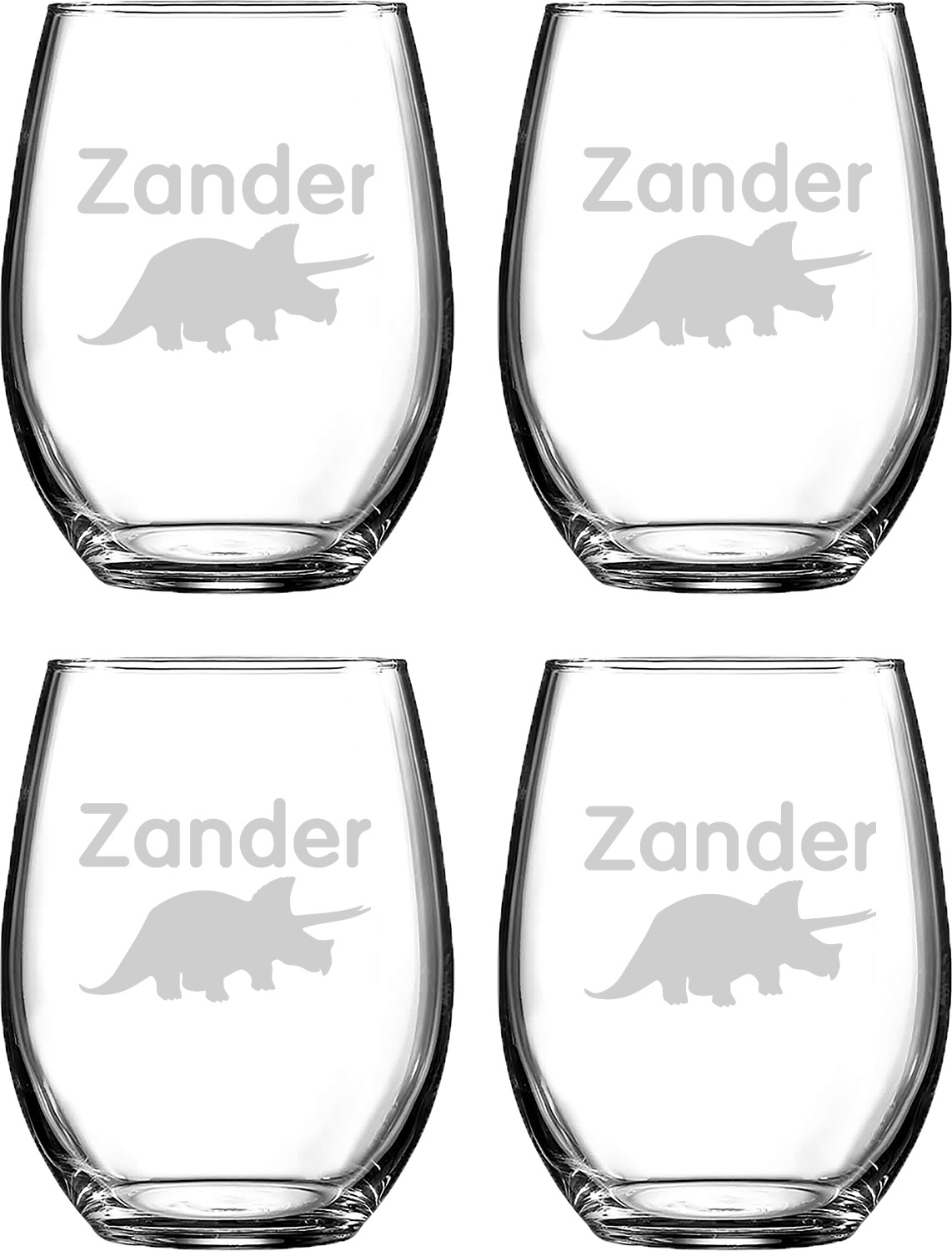 Custom Stemless Wine Glasses Laser Engraved Set of 4 Design
