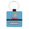 Generated Product Preview for John M Review of Race Car Genuine Leather Keychain (Personalized)