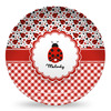 Generated Product Preview for Patty Review of Ladybugs & Gingham Microwave Safe Plastic Plate - Composite Polymer (Personalized)