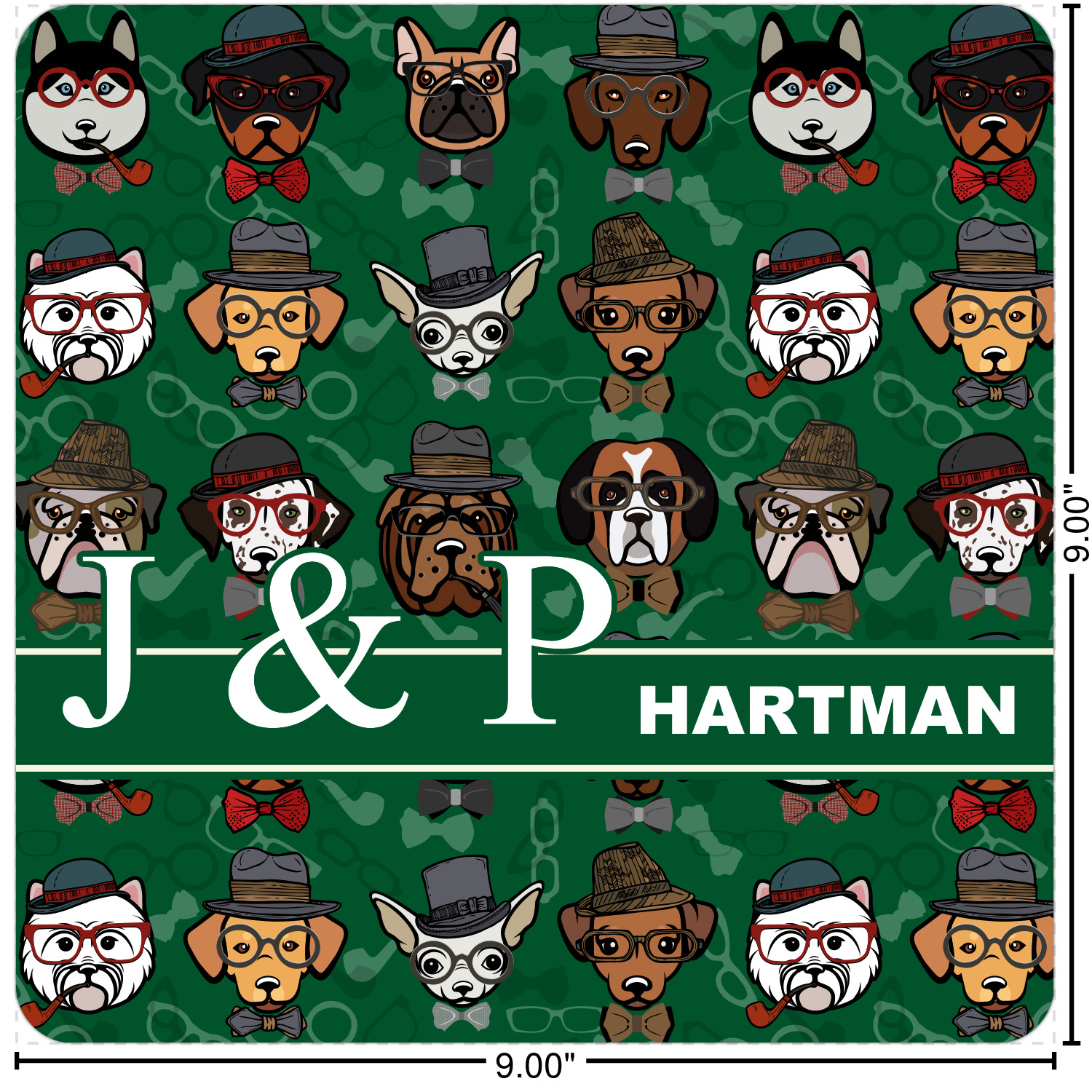 Generated Product Preview for Robert Harutunian Review of Hipster Dogs Square Decal (Personalized)