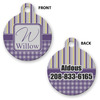 Generated Product Preview for Tammy Review of Purple Gingham & Stripe Round Pet ID Tag - Small (Personalized)