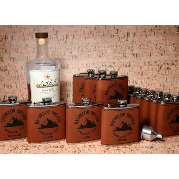 Personalized Leatherette Flasks for Bachelor Party