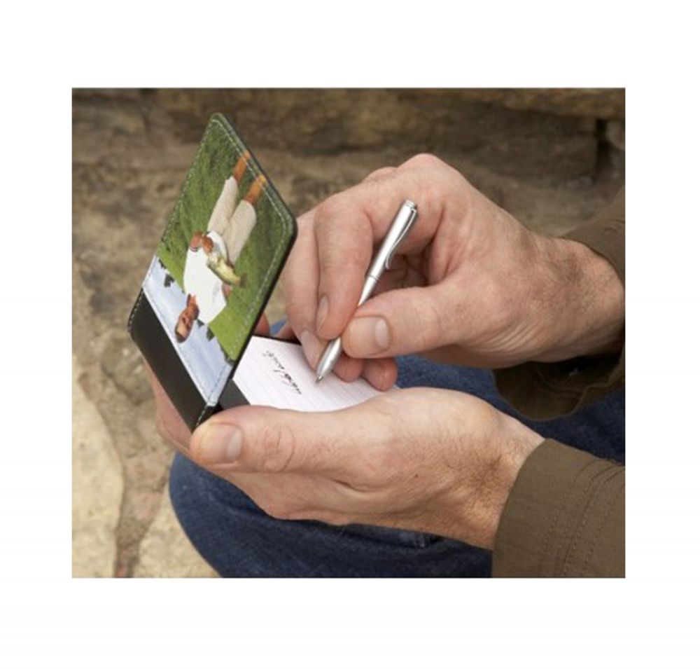 Orange Blue Swirls & Stripes Genuine Leather Small Memo Pad