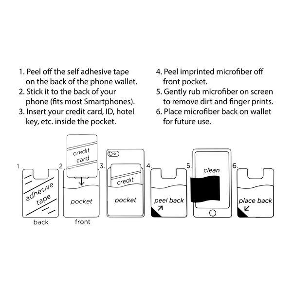 Phone Wallet and Screen Cleaner Instructions