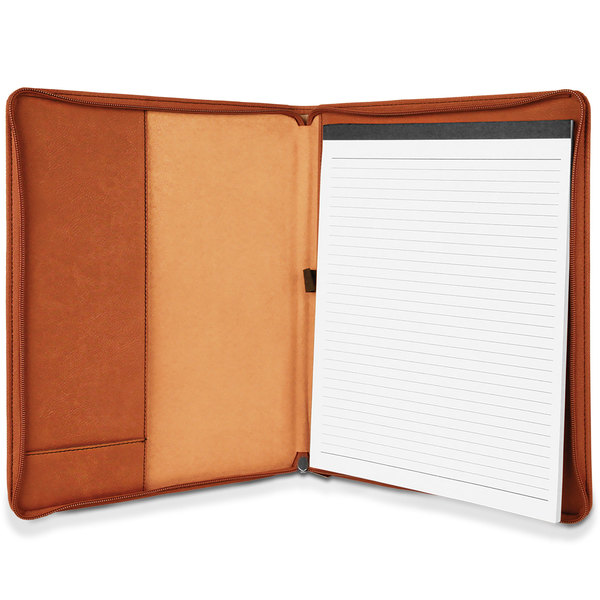 Leather Padfolio with Zipper Open