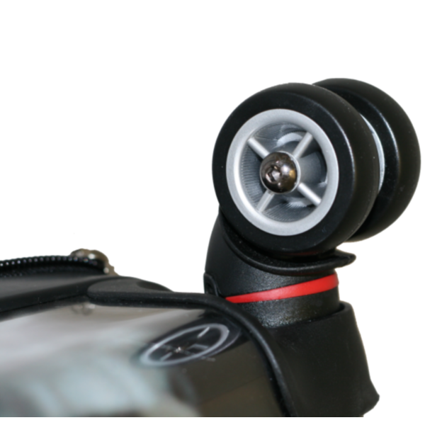 Suitcase wheel close up 360 degree rotation