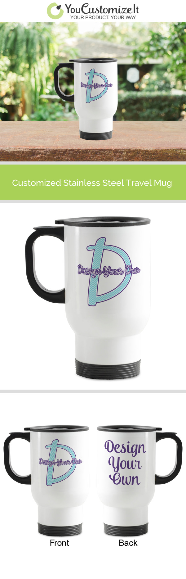Stainless steel thermo mug - white | mugs with logo printed as promotional  items