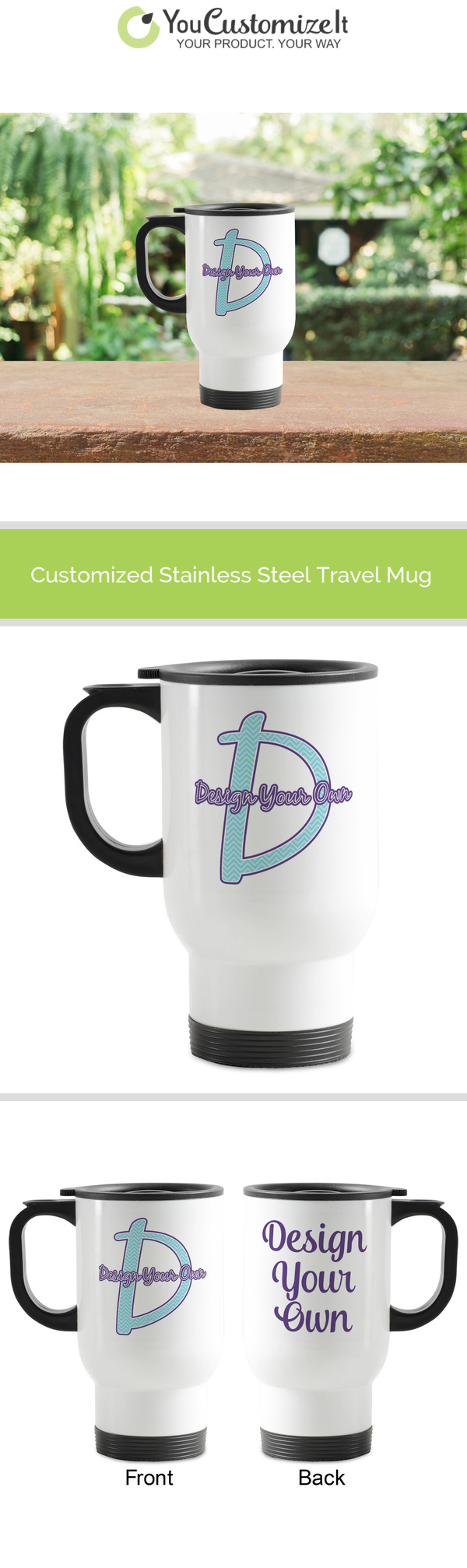 Personalized Monogram Coffee Mug Stainless Steel With Handle