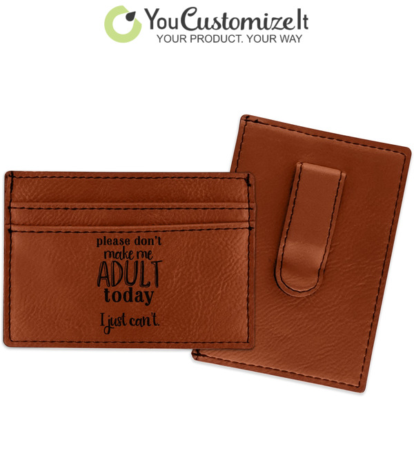 Custom Funny Quotes and Sayings Leatherette Wallet with Money Clip