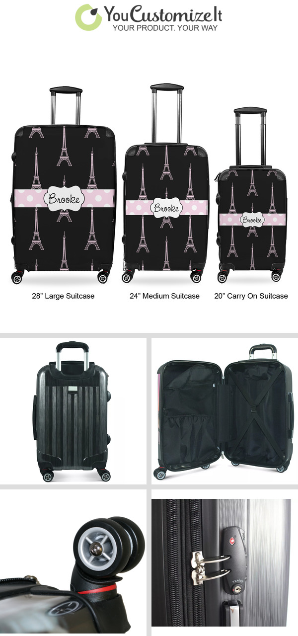 Custom Black Eiffel Tower Suitcase (Personalized) | YouCustomizeIt