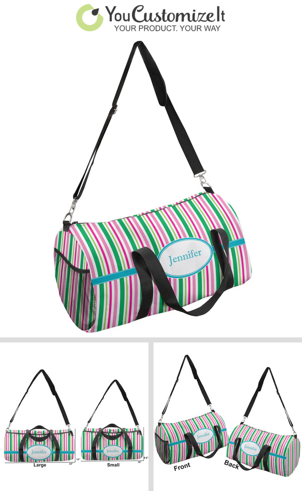 Personalized Front Grosgrain Stripe Ladies Workout Bag 