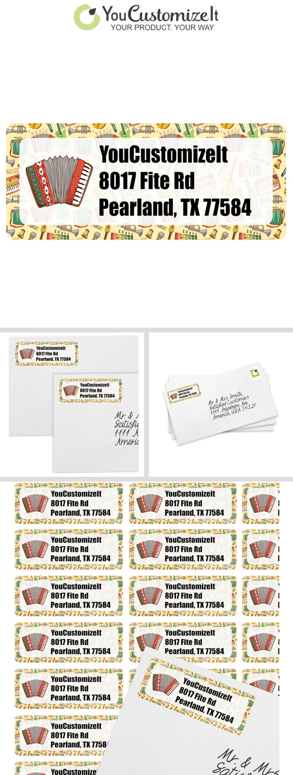 Custom Vintage Musical Instruments Return Address Labels (Personalized Custom Vintage Musical Instruments Return Address Labels (Personalized