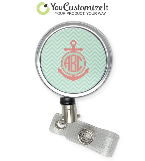 Custom Chevron & Anchor Retractable Badge Reel (Personalized)