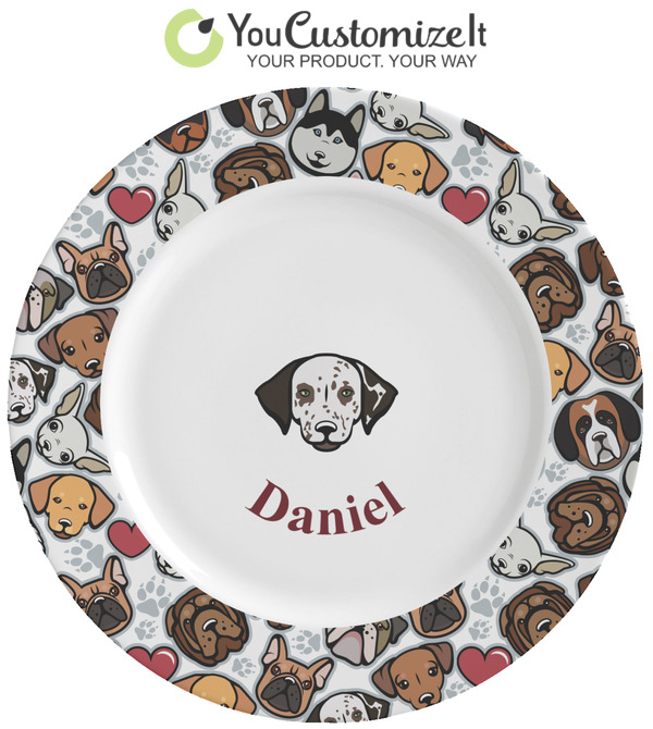 Custom Dog Faces Ceramic Dinner Plates (Set of 4) (Personalized