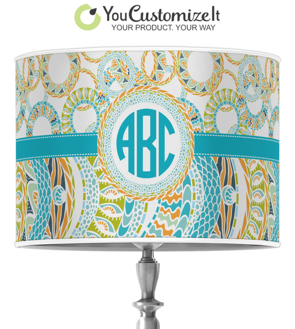 Set Of 2 Teal Blue Watercolor Drum Lampshades – 11”x9” Linen, Fits E26/E14, Rolled For Safe Shipping, Easy Install For Table/Floor Lamps