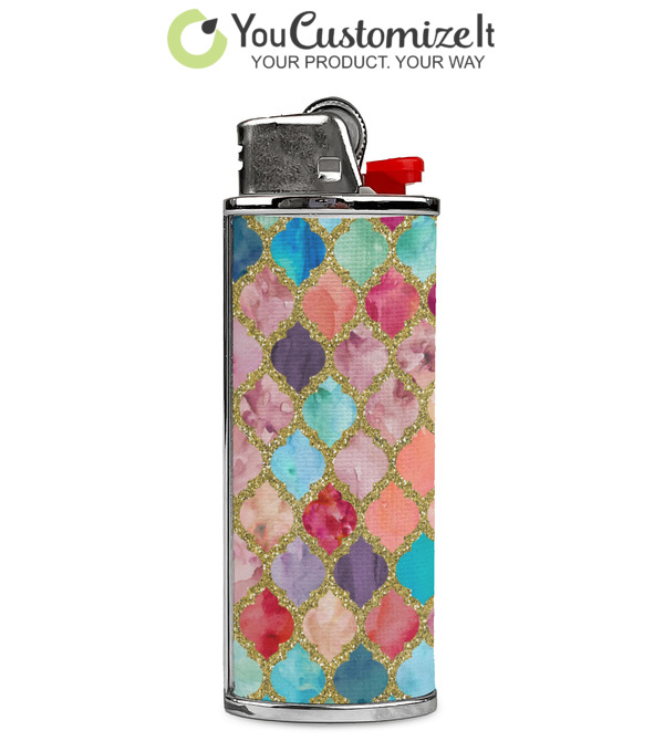 Custom Glitter Moroccan Watercolor Case for BIC Lighters