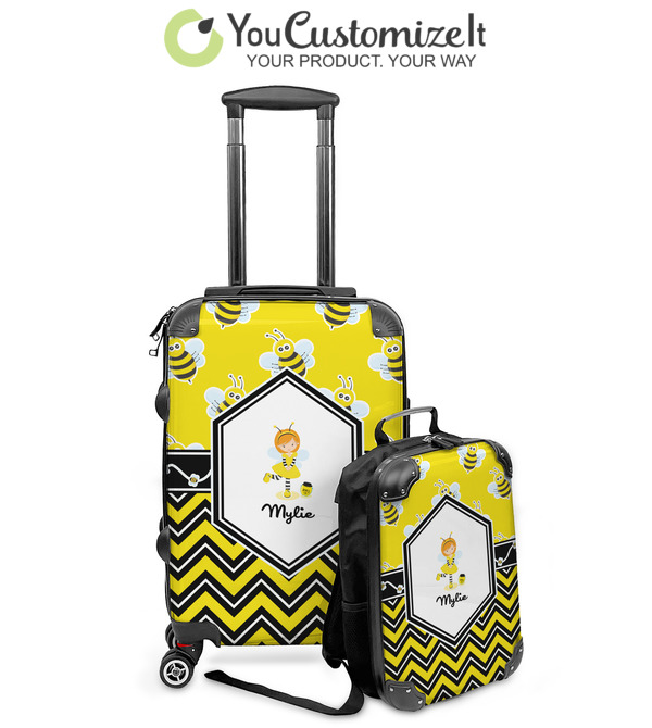 Custom Buzzing Bee Kids 2-Piece Luggage Set Suitcase Backpack